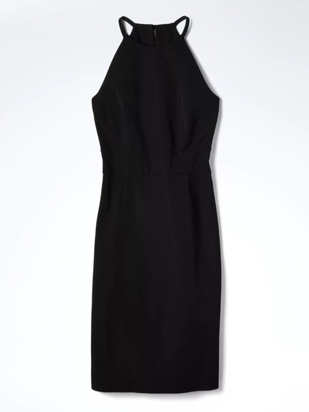 2/$30 Banana Republic Halter Bi-Stretch Racer Neck Sheath Dress Black 00 #A2476 - Picture 3 of 11